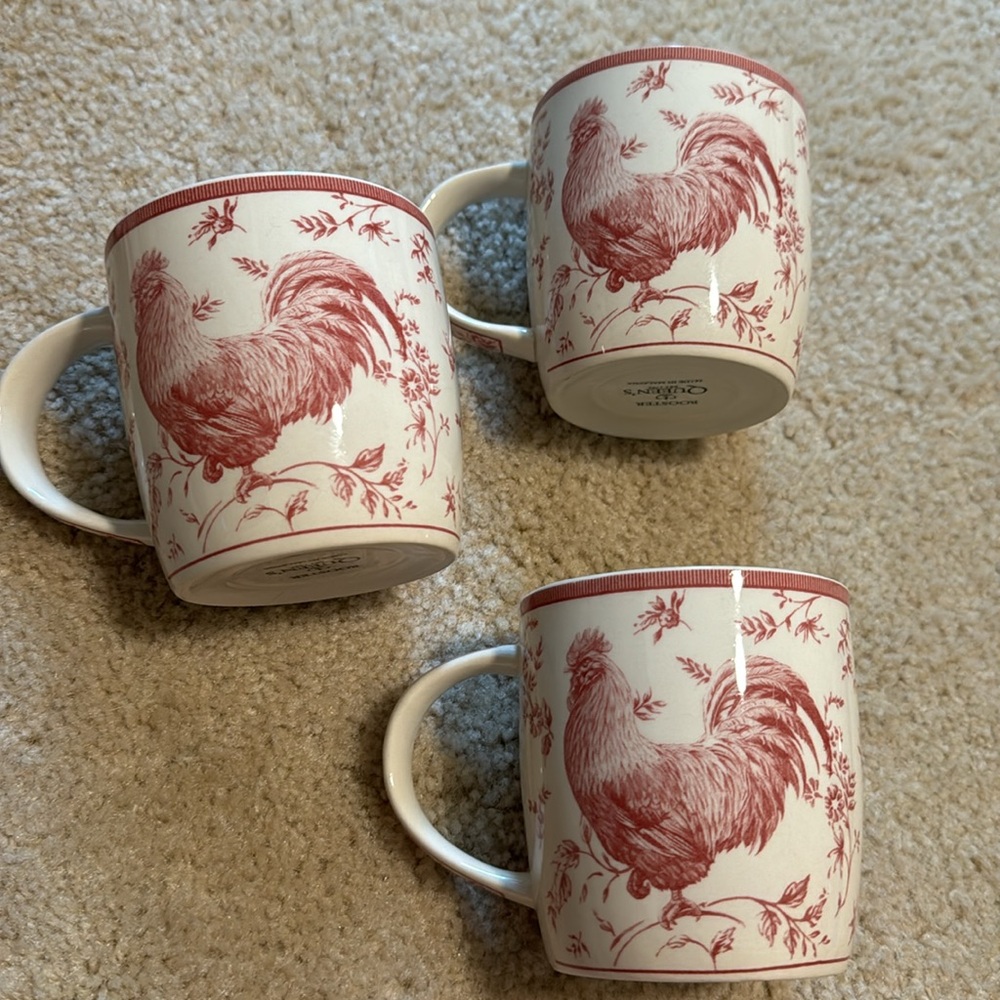 Queen’s rooster red mug set of three